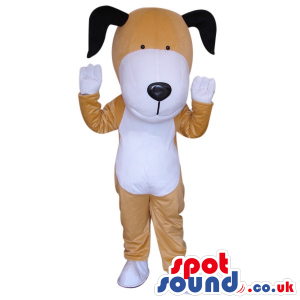 Cute White And Brown Dog Plush Mascot With Black Ears - Custom