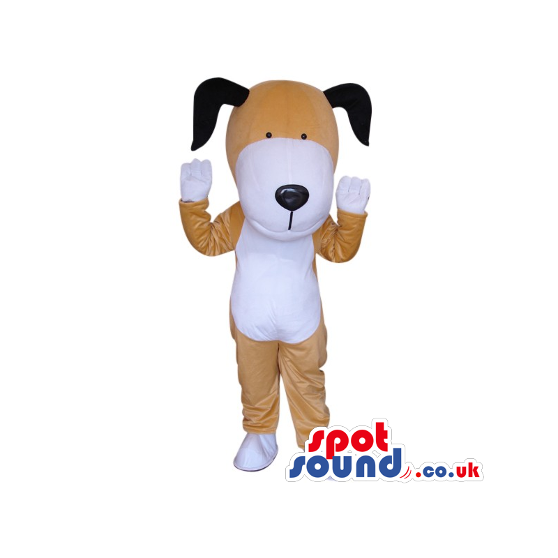 Cute White And Brown Dog Plush Mascot With Black Ears - Custom