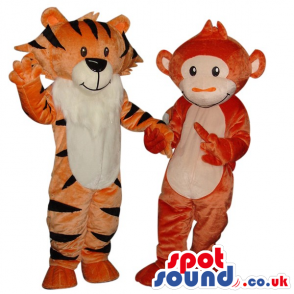 Customizable Monkey And Tiger Couple Plush Mascots - Custom