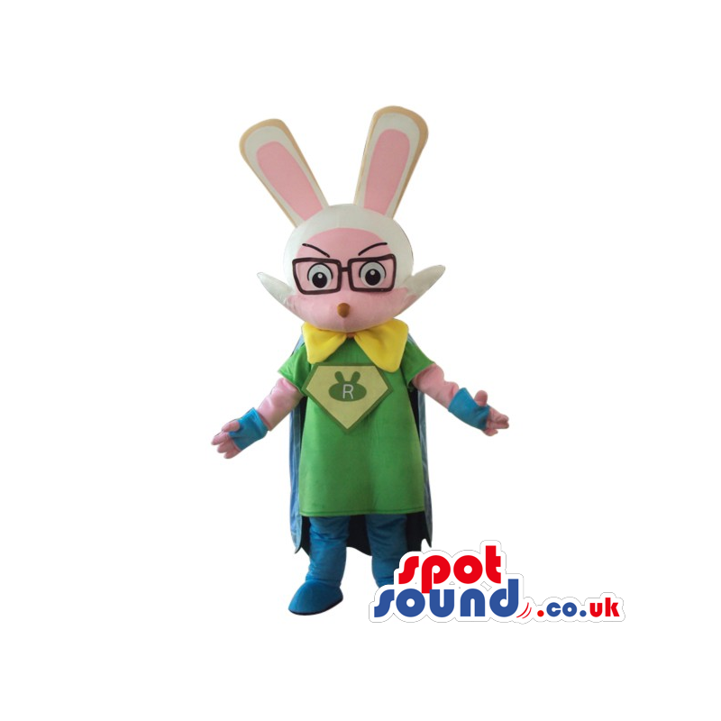 Fantasy Bunny Plush Mascot Wearing Glasses And Garments With