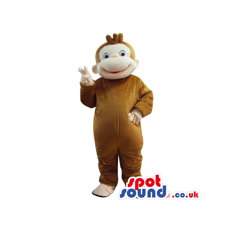 Cute Cartoon Brown Monkey Animal Plush Mascot With Beige Face -