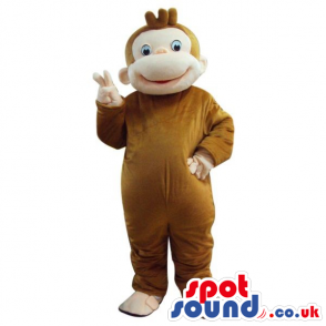 Cute Cartoon Brown Monkey Animal Plush Mascot With Beige Face -