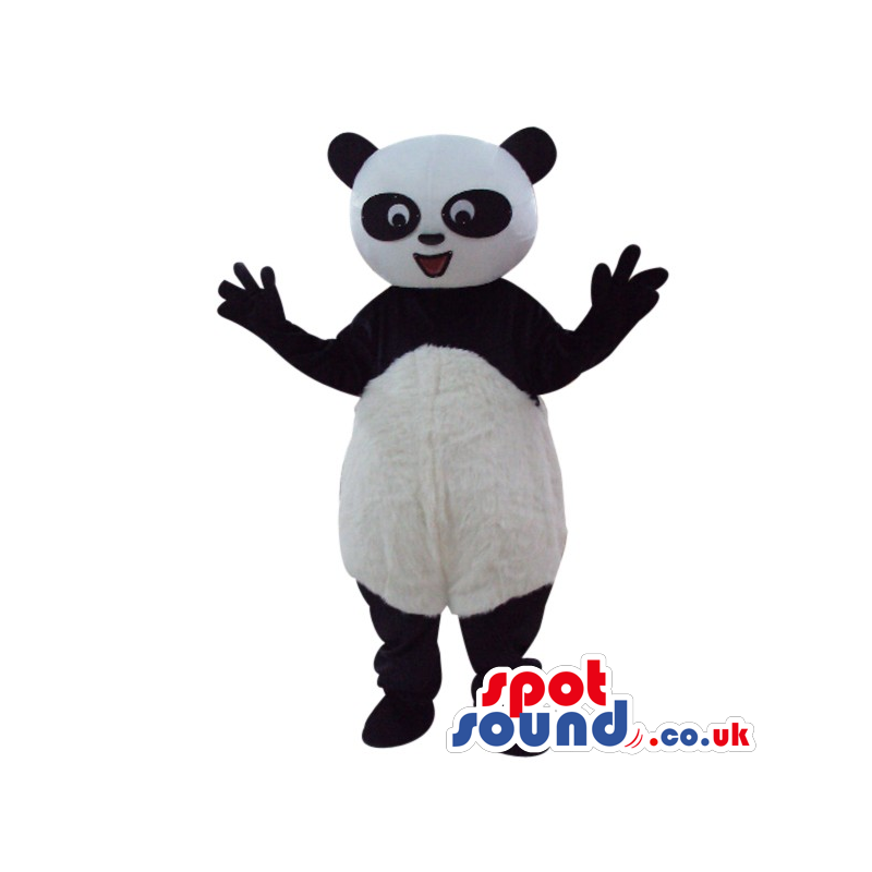 Panda Bear Plush Mascot With Round Belly And Ovel Eye Circles.
