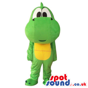 Cute Cartoon Green And Yellow Dinosaur Plush Mascot With Big