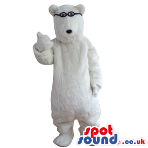 All White Big Bear Plush Mascot Wearing Small Glasses - Custom