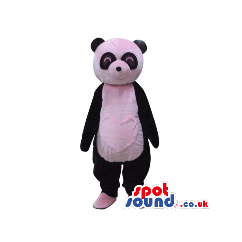 Customizable Cute Panda Bear Plush Mascot With A White Heart -