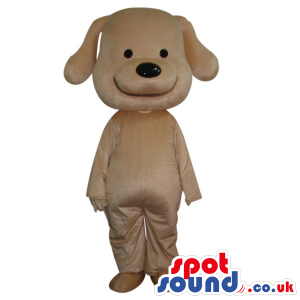 Cute Cartoon White Dog Plush Mascot With A Big Smile. - Custom