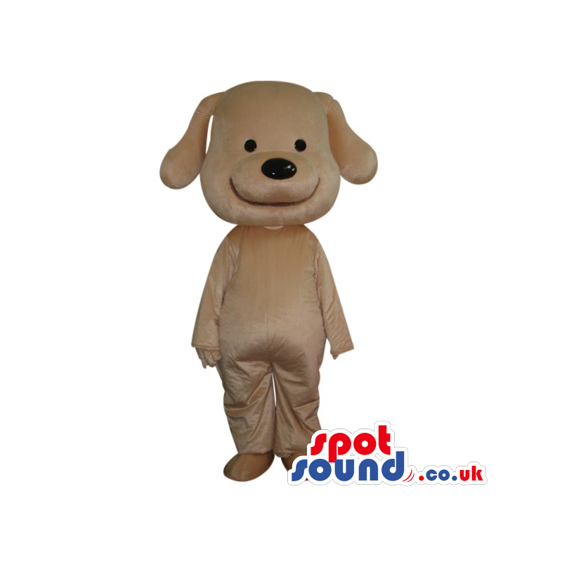 Cute Cartoon White Dog Plush Mascot With A Big Smile. - Custom