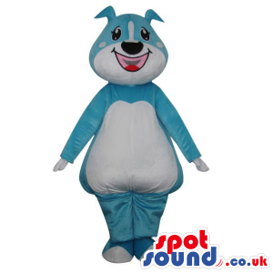 Cute Cartoon Blue Dog Plush Mascot With A Big Smile - Custom