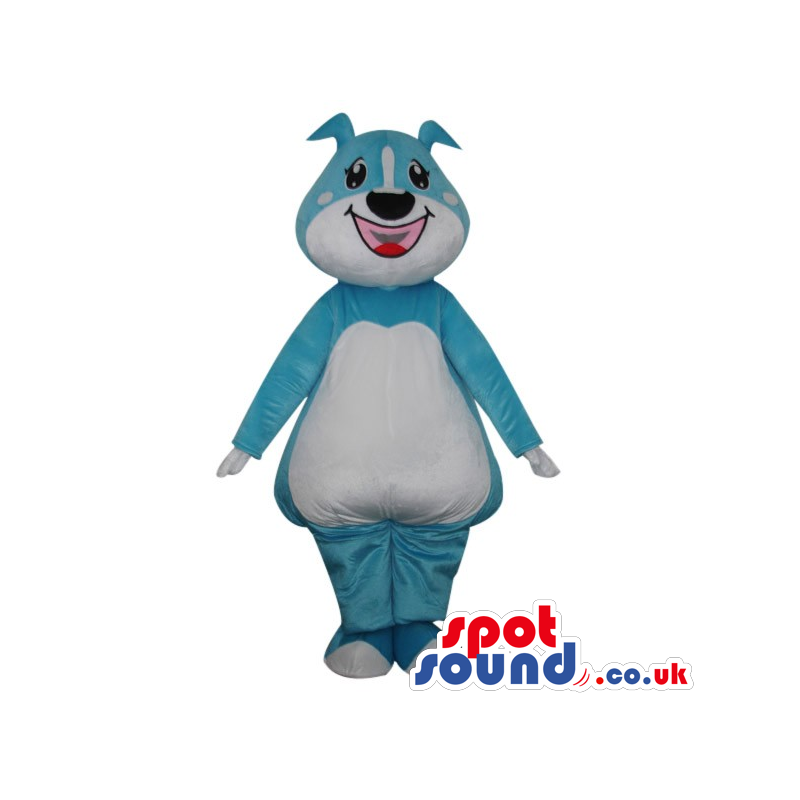 Cute Cartoon Blue Dog Plush Mascot With A Big Smile - Custom