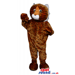 Cute Brown Patterned Customizable Tiger Plush Animal Mascot -