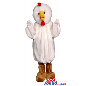 Customizable White Chicken Plush Mascot With Round Big Head -