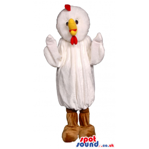 Customizable White Chicken Plush Mascot With Round Big Head -
