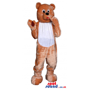 Customizable Brown Teddy Bear Plush Mascot With White Belly -
