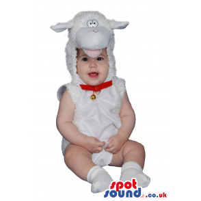 Cute White Sheep With Bell Baby Size Funny Costume - Custom