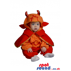 Cute Red And Orange Demon Baby Size Funny Costume - Custom
