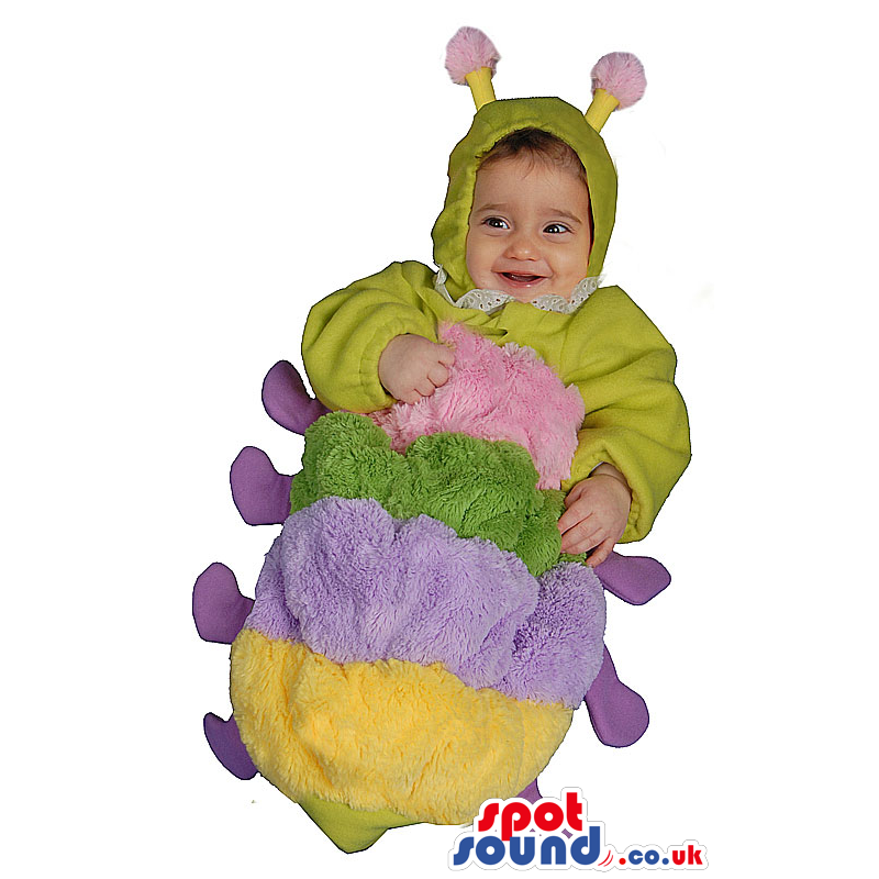 Cute Green And Purple Caterpillar Bug Baby Size Funny Costume -