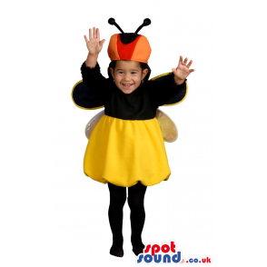 Cute Yellow And Black Bee Or Bug Baby Size Funny Costume -