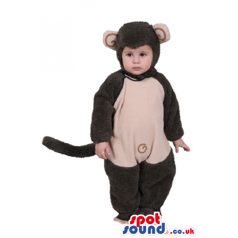 Cute Black And Beige Monkey Baby Size Funny Costume - Custom