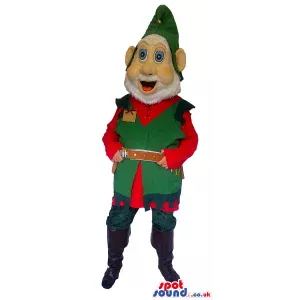 Dwarf Mascot With A White Beard Wearing A Green Hat - Custom