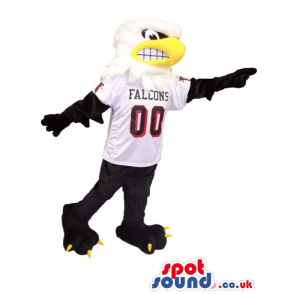 Angry American Eagle Bird Plush Mascot Wearing Sports Team