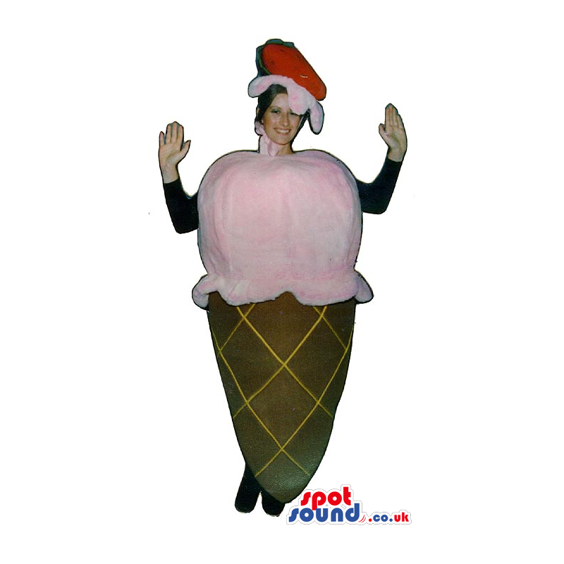 Cute Strawberry Ice-Cream Cone Adult Size Funny Costume -