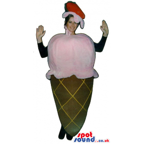 Cute Strawberry Ice-Cream Cone Adult Size Funny Costume -