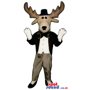 Reindeer Animal Plush Mascot With Elegant Clothes And A Hat -