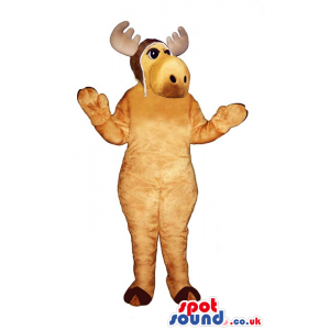 Beige Reindeer Animal Plush Mascot With A Pilot Hat - Custom
