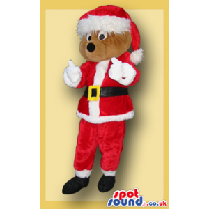 Brown Bear Animal Plush Mascot In Santa Claus Clothes - Custom