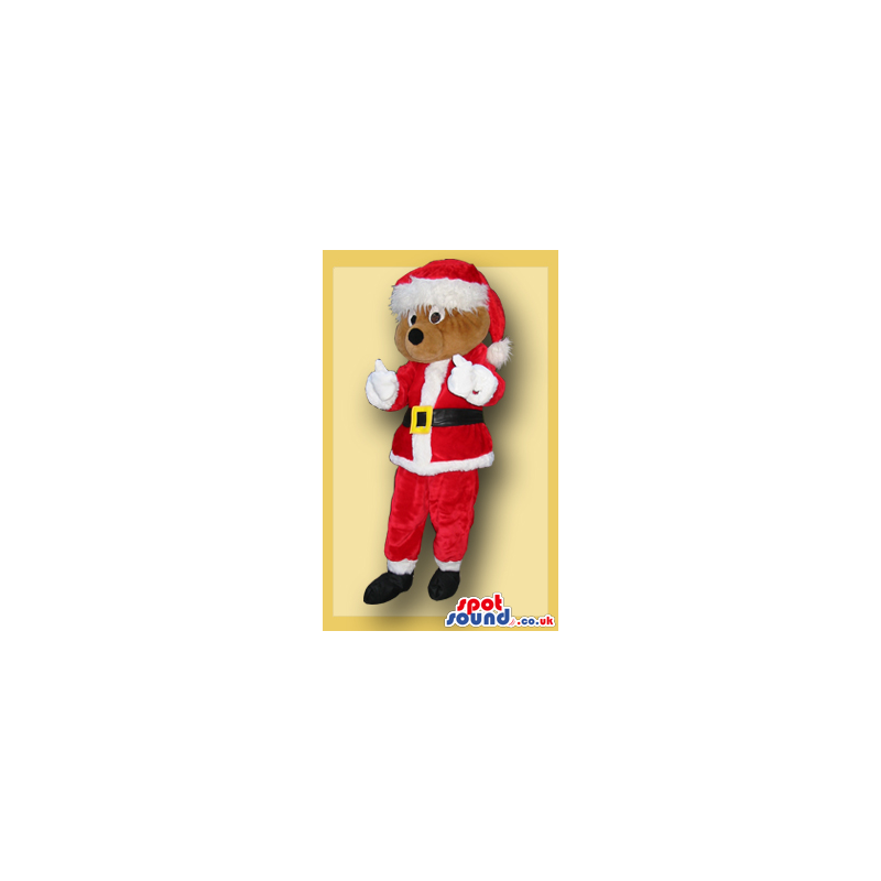 Brown Bear Animal Plush Mascot In Santa Claus Clothes - Custom