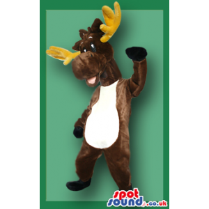 Brown Reindeer Animal Plush Mascot With A White Belly - Custom