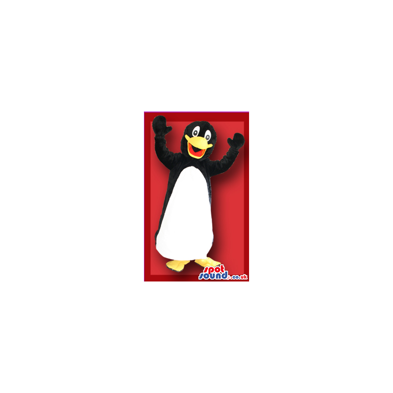 Cute Penguin Plush Mascot With Fun Face And White Belly -