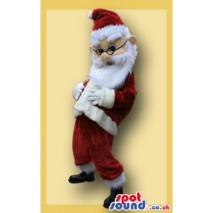 Santa Claus Character Plush Mascot With Round Glasses - Custom