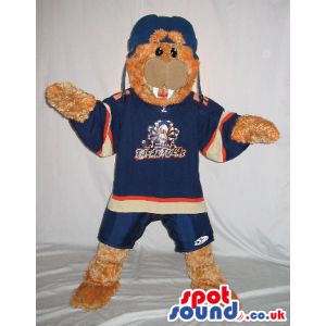 Brown Sea Lion Sea Plush Mascot Wearing Sports Clothes With