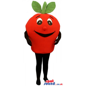 Cute Red Apple Fruit Plush Mascot With A Cartoon Face - Custom
