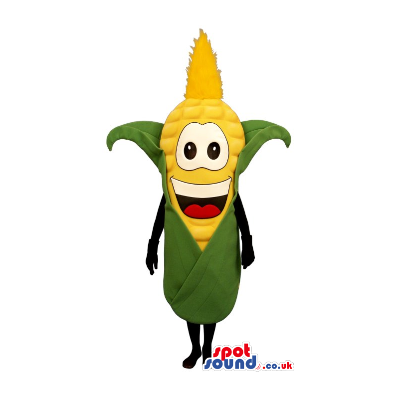 Customizable Happy Corncob Mascot With Funny Face - Custom