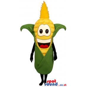 Customizable Happy Corncob Mascot With Funny Face - Custom