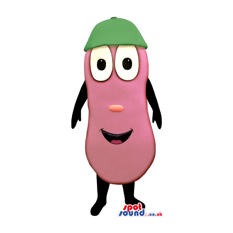 Customizable Pink Acorn Mascot With Cute Eyes And A Cap -