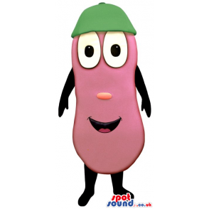 Customizable Pink Acorn Mascot With Cute Eyes And A Cap -