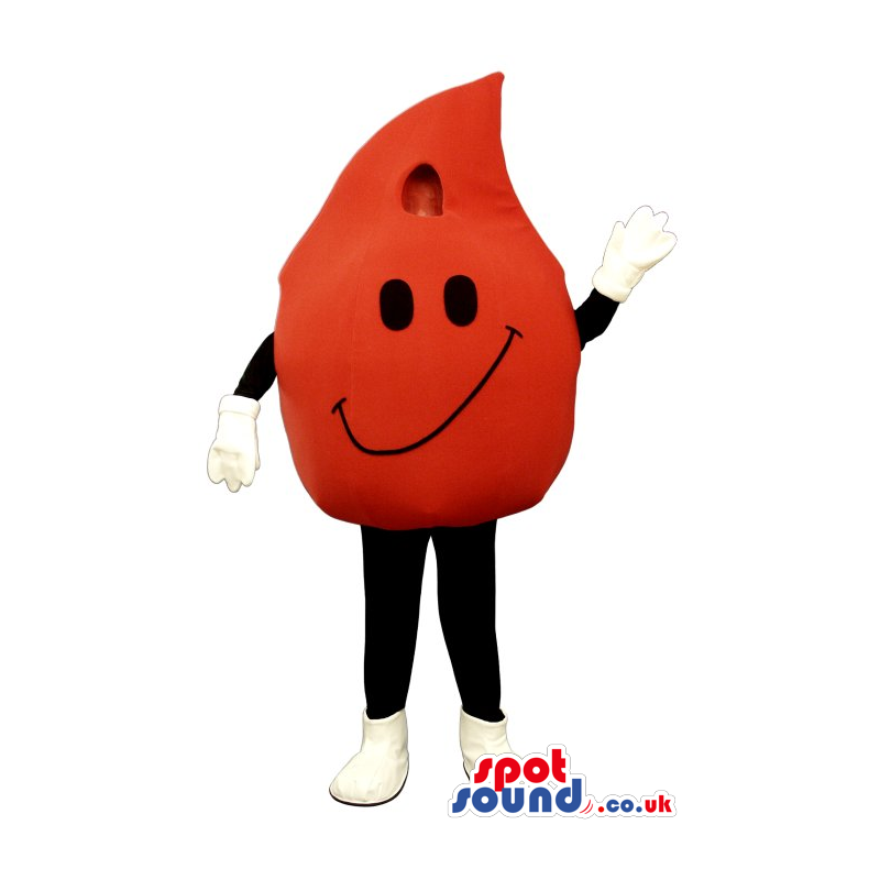 Funny Big Red Blood Drop Mascot With A Smiley Face - Custom