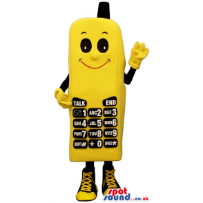 Classic Yellow Cellphone Plush Mascot With A Funny Face -