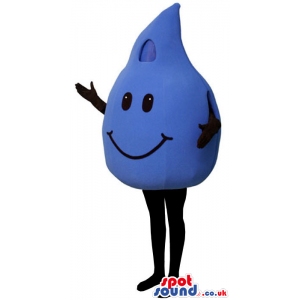 Big Blue Drop Of Water Mascot With A Smiley Face - Custom