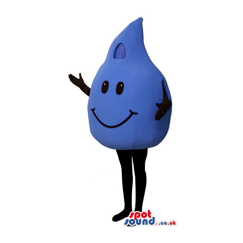 Big Blue Drop Of Water Mascot With A Smiley Face - Custom