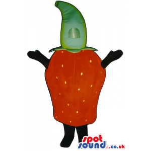 Customizable Red Strawberry Fruit Mascot With No Face - Custom