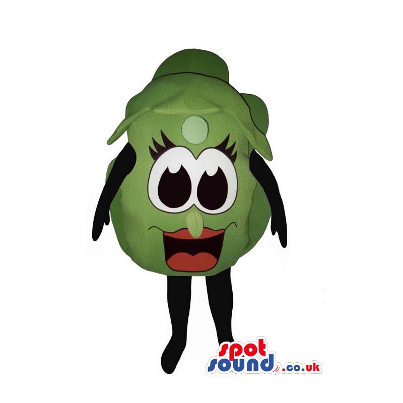 Customizable Green Grape Mascot With Cartoon Girl Eyes - Custom
