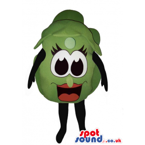 Customizable Green Grape Mascot With Cartoon Girl Eyes - Custom