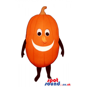 Cool Bright Orange Pumpkin Plush Mascot With A Big Smile -