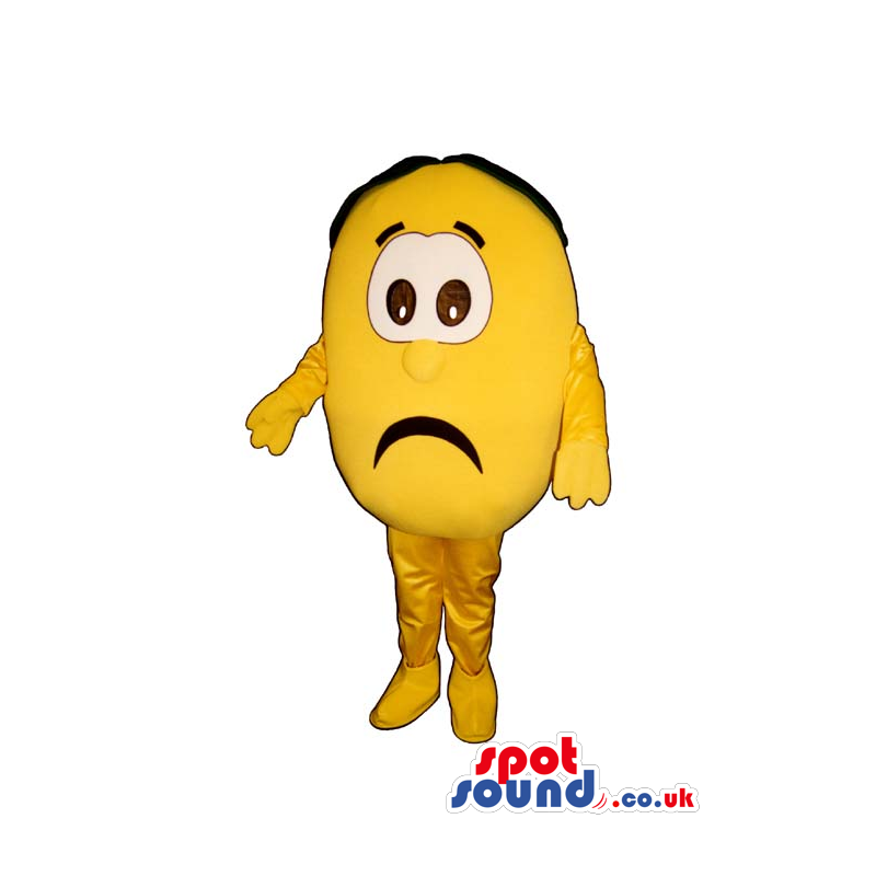 Bright Yellow Sad Lemon Plush Mascot With Funny Face - Custom