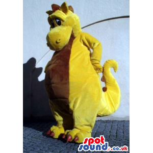 Cute Fantasy Yellow Dragon Plush Mascot With Brown Belly -